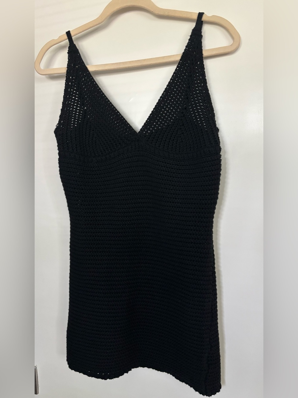 Lulus Shoreside Sweetie Black Crochet Mini Dress Swim Coverup NWOT - Picture 2 of 5